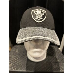Raiders New Era NFL Stretch Fit Performance Hat  Black Gray Reflective Brim